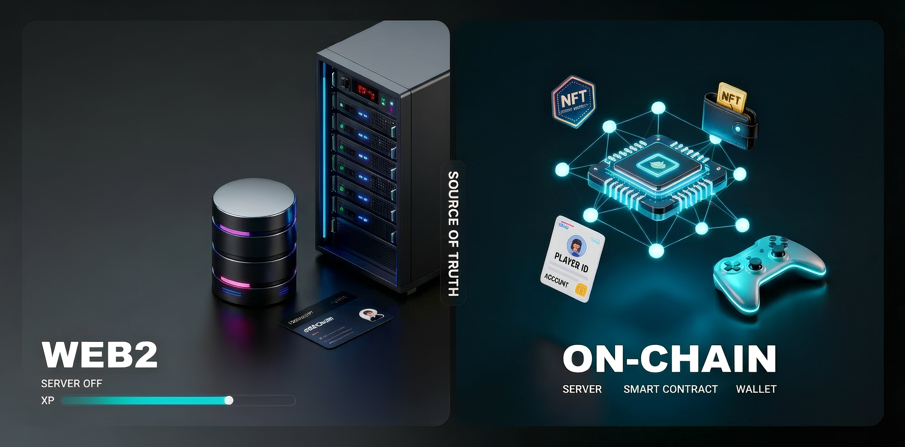 Jogos on-chain vs Web2: onde ficam ativos, progresso e regras