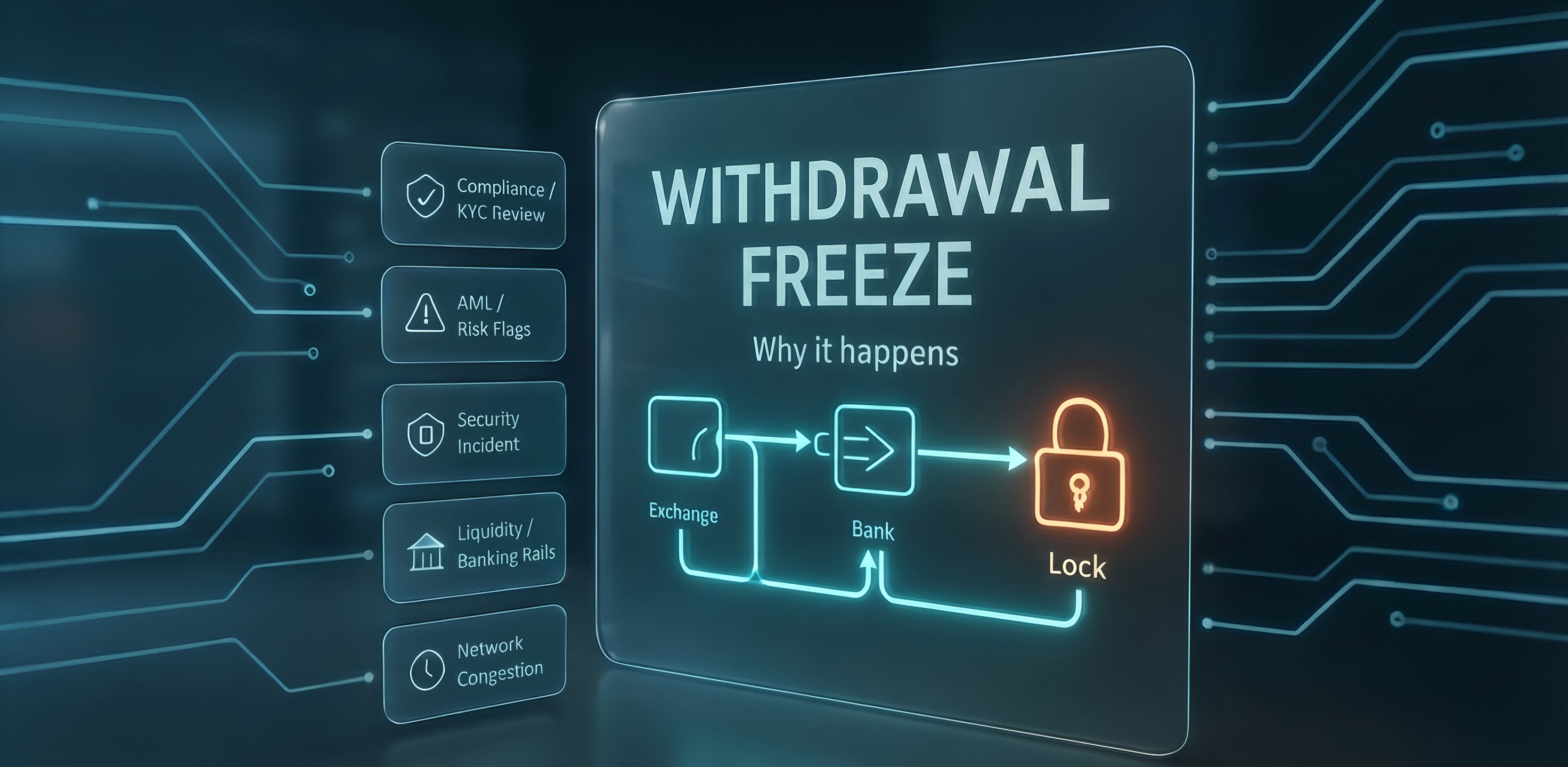 Exchange withdrawal freeze and risk checks
