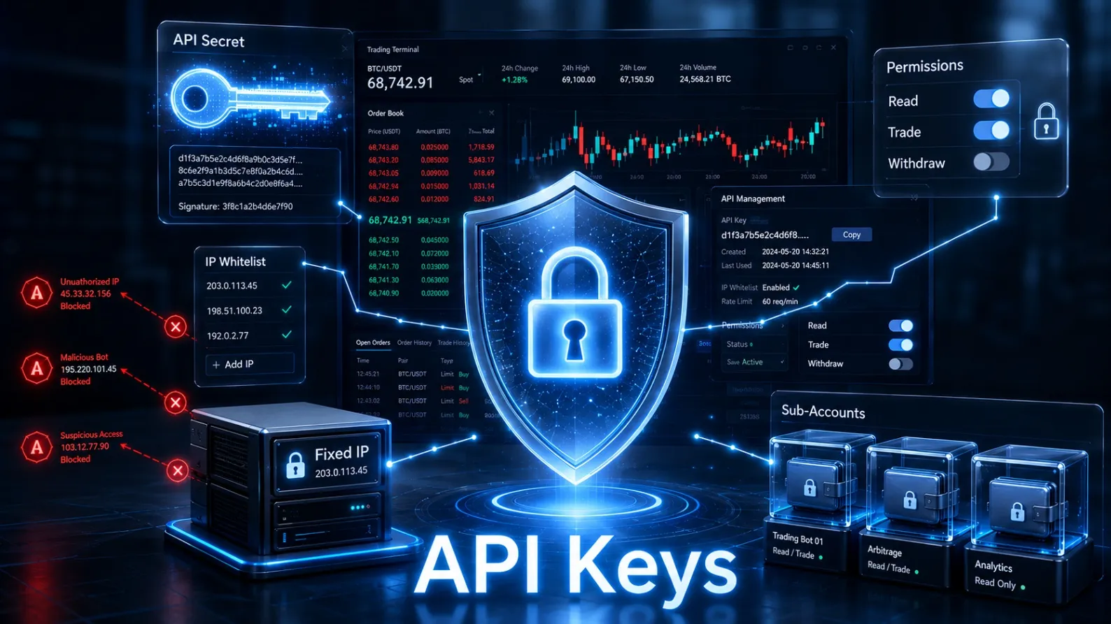 Sicherheit von API-Schlüsseln auf Kryptobörsen: permissions, IP whitelist und Auszahlungsschutz